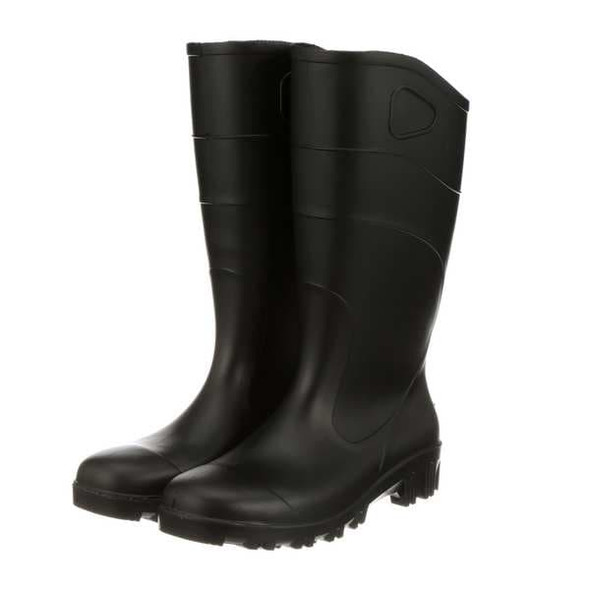Unisex Rubber Boots, Steel Toe, 15 in Height, Black, 8