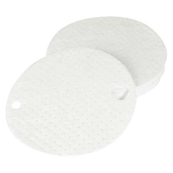 Condor Sorbent Pad, 6 gal, 22 in Dia., Oil, White, Polypropylene 35ZR03