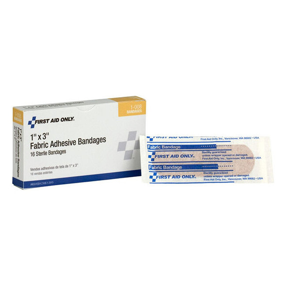 Fabric Bandages, 1" x 3", 16/Box