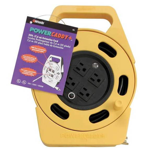 Southwire Cord Reel With Hand Lamp, Hand Operated, Black Reel Color, 0 Outlets 2803  12/CS