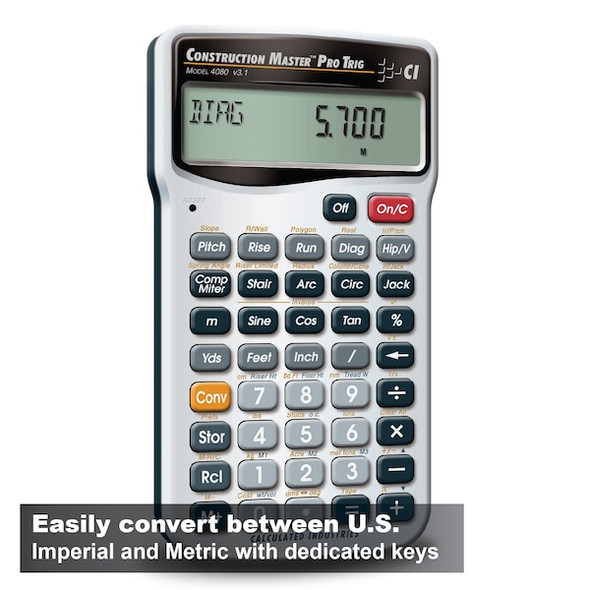 Calculated Industries Construction Calculator,6 Lx3 1/4 In W 4080