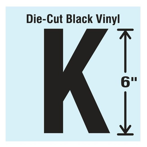 Stranco Letter Label, Vinyl, 6 in H, 3-1/2 in W DBV-SINGLE-6-K