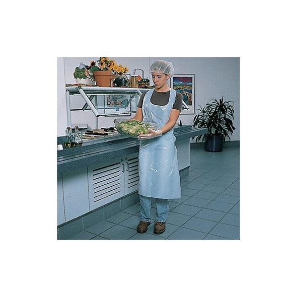 Bib Apron, Polyethylene, Seamless, 0.6 mil, 46 in, White, Universal, 100 PK