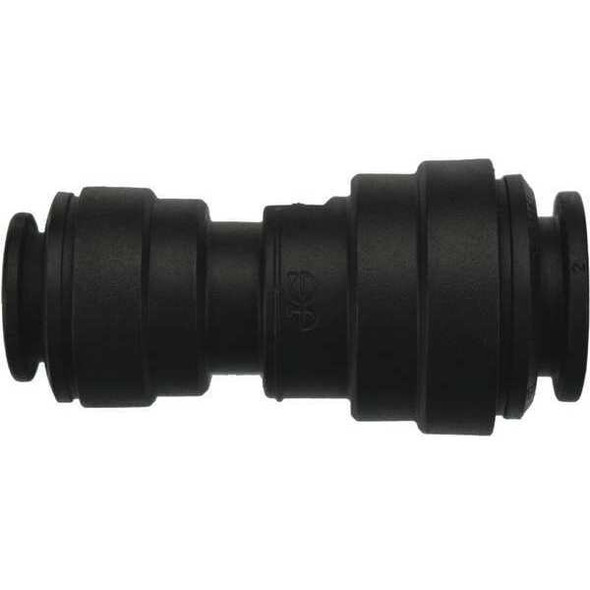 Push-Fit Union Fitting, 1/2 in, 3/8 in Tube Size, Polypropylene, Black, 10 PK