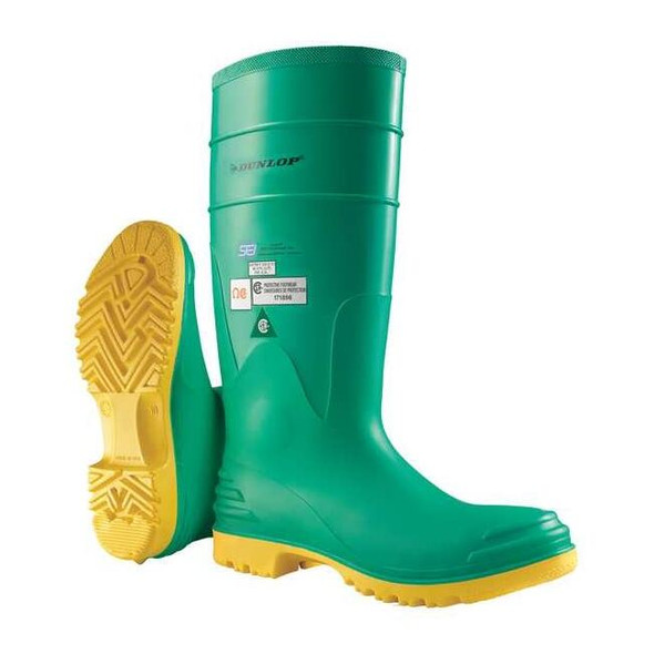 Dunlop Men's Dunlop Rubber Boot, Steel Toe, 15" Height, Green, 7 8701200