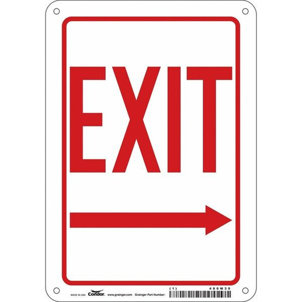 Condor Exit Sign, Aluminum, 7" W, 10" H, Exit, White 480M30