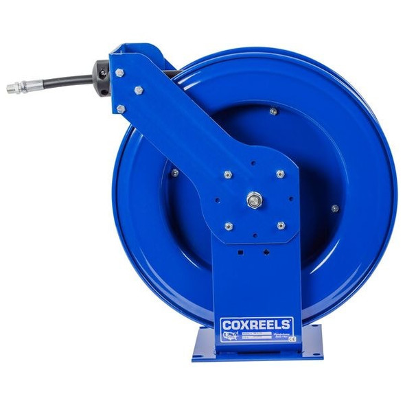 Spring Return Hose Reel, 3/8 in Hose Diameter, 100 ft Length, 3,000 psi Max. Pressure, Brass, Blue
