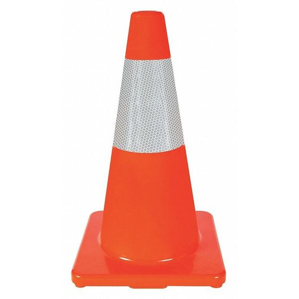 Traffic Cone, PVC, High-Intensity Prismatic, 18 in Height, 3 lb, Orange