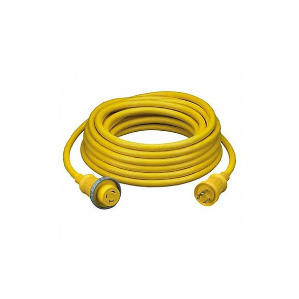 STOW Shore Power Cable, 10 AWG, 10/3, Yellow, PVC, NEMA L5-30P, 50 ft