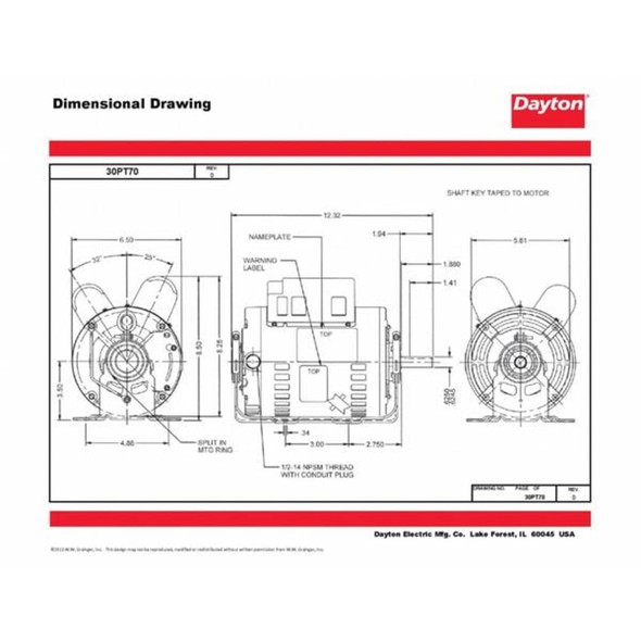 Dayton GeneralPurposeMotor,3-4hp,1725RPM,56 30PT70