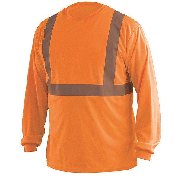Unisex Long Sleeve T-Shirt, Polyester, Pullover, Orange, 2XL