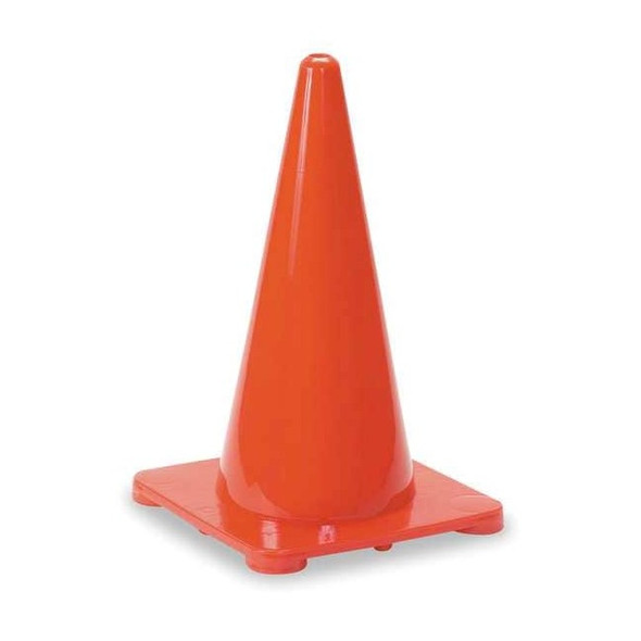 Traffic Cone, Polyethylene, Non-Reflective, 18 in Height, 1.5 lb, Red