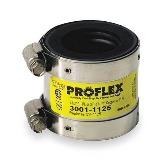 Fernco Shielded Coupling,For Pipe Size 1-1/2x1" 3001-110