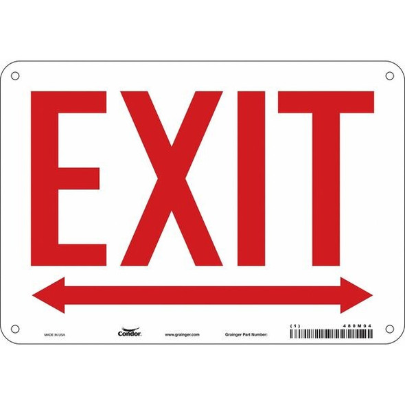 Condor Exit Sign, Aluminum, 10" W, 7" H, Exit, White 480M04