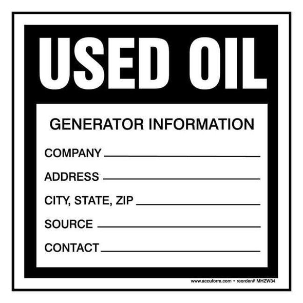 Accuform DOT Handling Label, 6" Height, 6", MHZW34PSC,PK100 MHZW34PSC