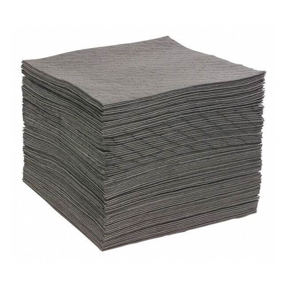 Spilltech Sorbent Pad, 26 gal, 15 in x 19 in, Universal, Gray, 100 PK GPF100H