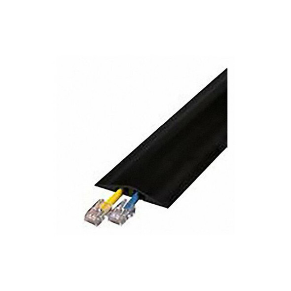 Cable Protector, 7/16 in H, 10 ft L, 3 in W, 2 Channel, Rubber, Black