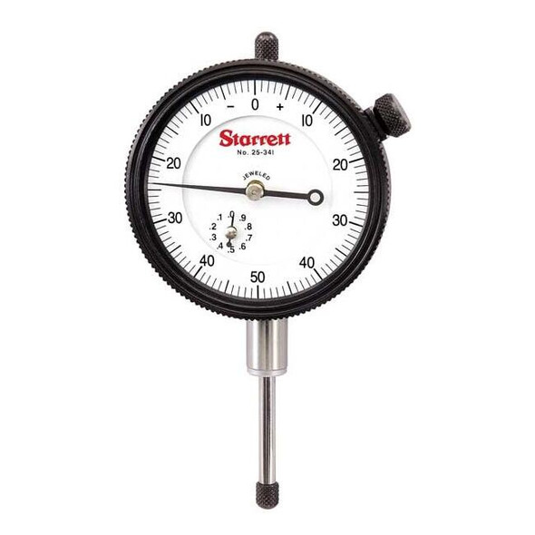 Starrett Dial Indicator, 0 to 1 In, 0-50-0 25-341J