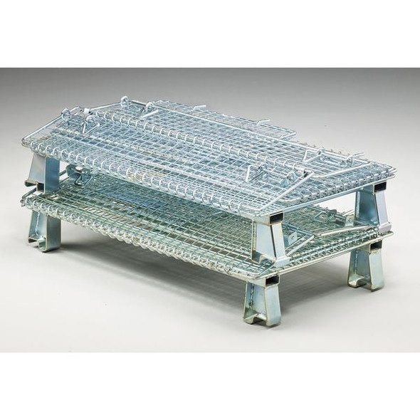 Collapsible Bulk Container 5 cu ft Volume Cap., 20 in L, 32 in W, 21 in H, Steel, Silver