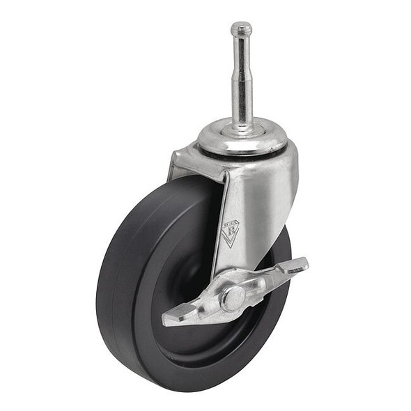 3" X 13/16" Non-Marking Polyolefin Swivel Caster, Side Brake, Loads Up To 120 lb