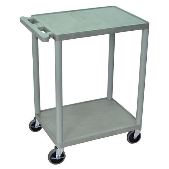 Utility Cart with Lipped Plastic Shelves, Polyethylene, 300 lb Load Capacity, 2 Shelves, 24 in L