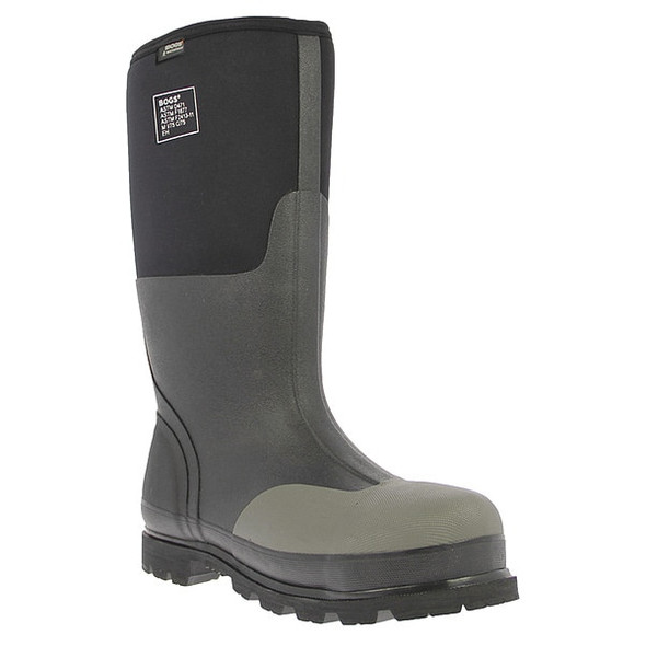 Men's Forge Rubber Boot, Steel Toe, 16" Height, Black, 9