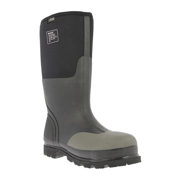 Men's Forge Rubber Boot, Steel Toe, 16" Height, Black, 9