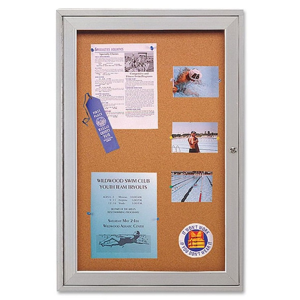 Ghent Enclosed Cork Bulletin Board 36" x 24", 1 Door PA13624K