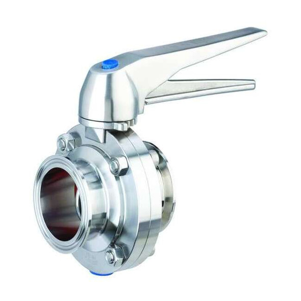 Vne Butterfly Valve,1-1/2" Tube Size,Clamp 51C-61.5MS/STH