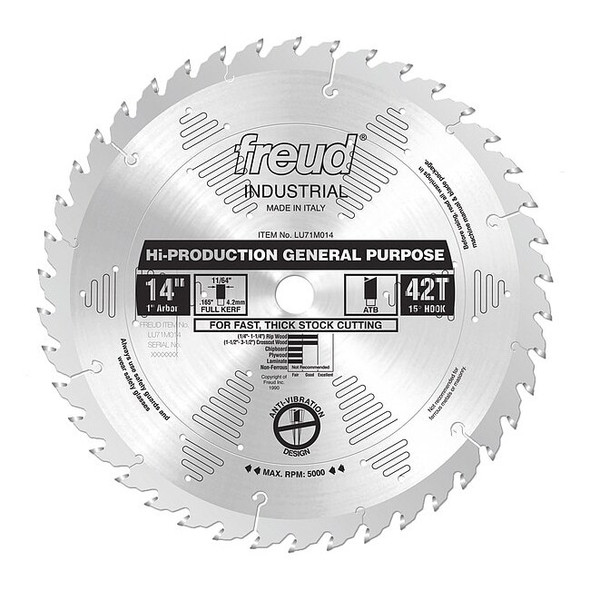 Freud 14",42-Teeth Circular Saw Blade LU71M014