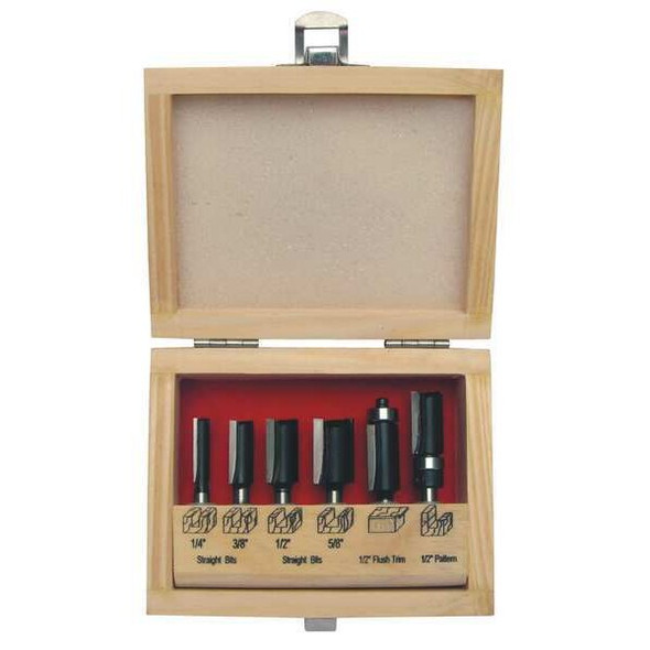Manufacturer Varies Router Bit Set,6 Pc,Carbide Tipped 16Y599