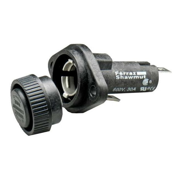 Fuse Holder, 0 to 30A Amp Range, 600V AC/DC Volt Rating, 1 Poles, Quick Connect