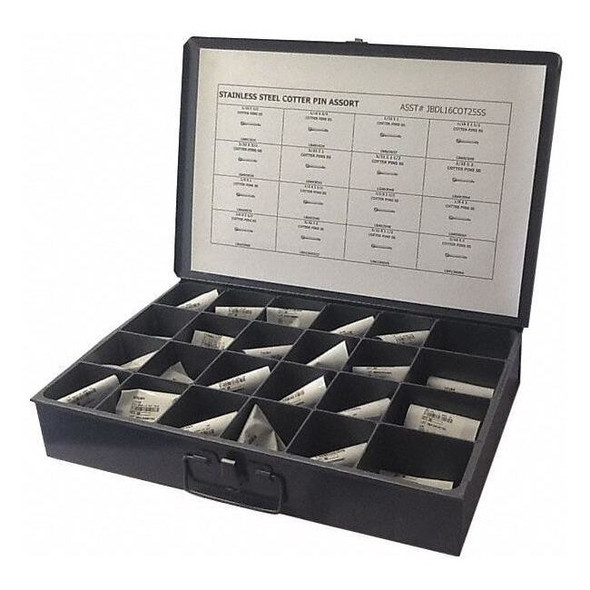 Manufacturer Varies Cotter Pin Assortment, Stainless Steel, Plain JBDL16COT25SS