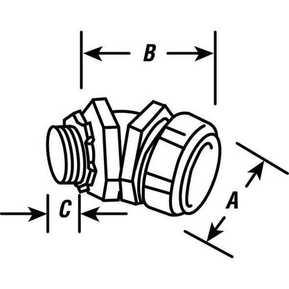 Raco Conduit Fitting Connector, 3/4 in, Liquid-Tight, Steel, Electro Zinc Plated, Gray 3443