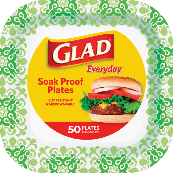 Glad Everyday 10 In. Green Square Paper Plates (50-Count) BBP0102