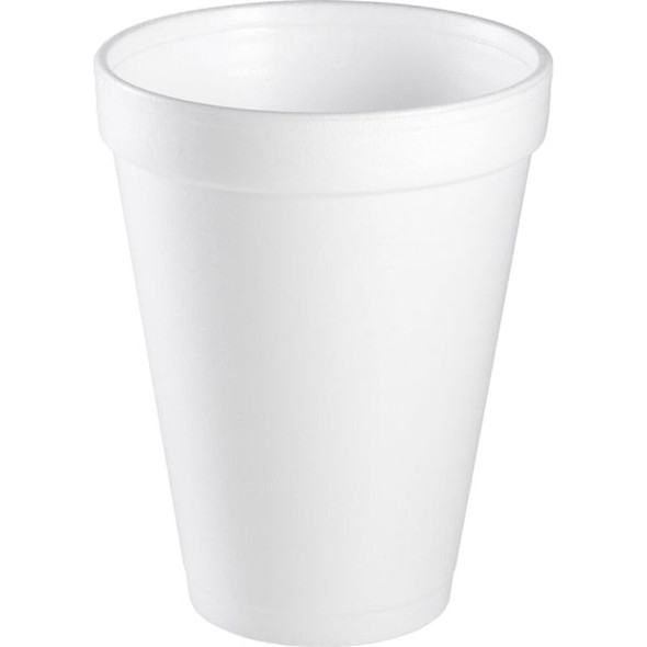 Dart Disposable Foam Cup, Insulated, Hot-Cold, 12 oz, White, 1,000 PK 12J12