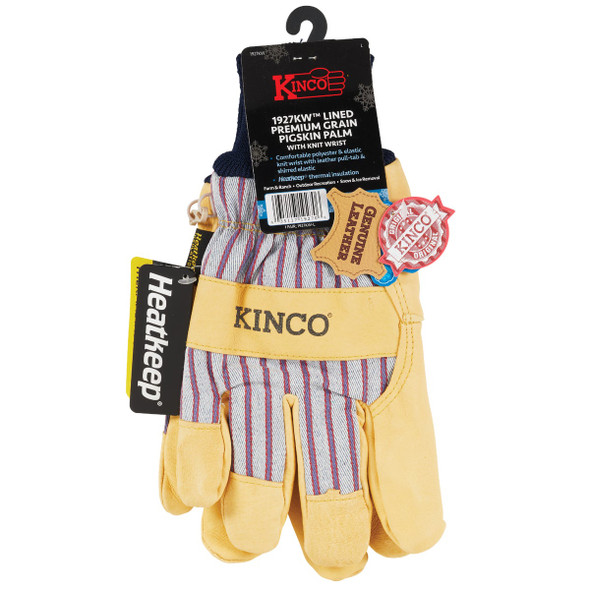 Kinco Otto Striped Men's Large Pigskin Leather Palm Thermal Insulated Work Glove Kinco Otto Striped Men's Large Pigskin Leather Palm Thermal Insulated Work Glove