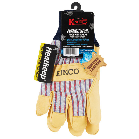 Kinco Otto Striped Men's Medium Pigskin Leather Palm Thermal Insulated Work Glove Kinco Otto Striped Men's Medium Pigskin Leather Palm Thermal Insulated Work Glove
