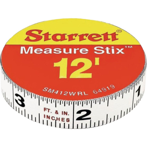 Starrett 12 Ft. SAE Steel Self Adhesive Measuring Tape (Right-to-Left) SM412WRL