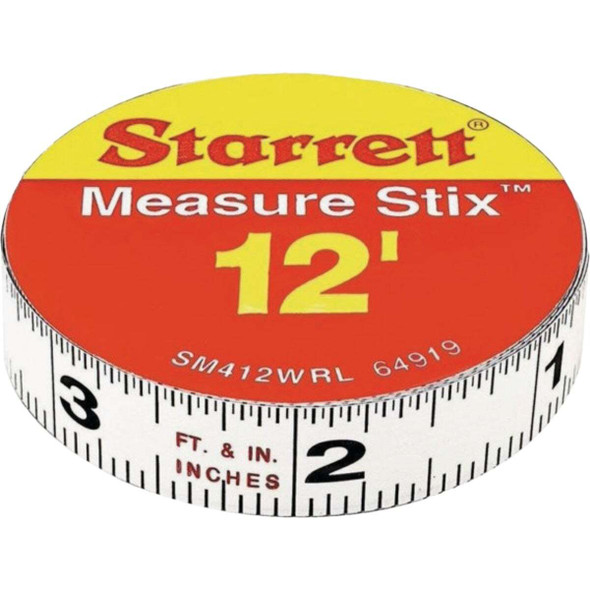 Starrett 12 Ft. SAE Steel Self Adhesive Measuring Tape (Right-to-Left) SM412WRL