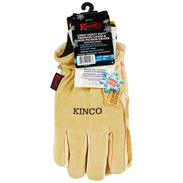 Kinco Men's Large Premium Pigskin Thermal Insulated Winter Work Glove 901-L 722922