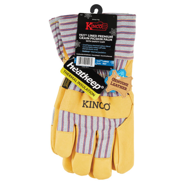 Kinco Otto Striped Men's Large Pigskin Leather Palm Winter Work Glove 1927-L 732224