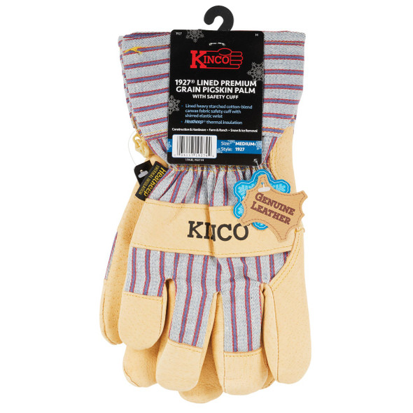 Kinco Otto Striped Men's Medium Pigskin Leather Palm Winter Work Glove Kinco Otto Striped Men's Medium Pigskin Leather Palm Winter Work Glove