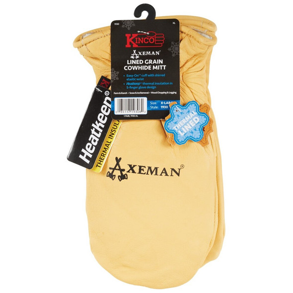 Kinco Men's XL Tan Full Grain Cowhide Thermal Insulated Mitten 1930-XL 732916