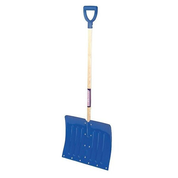 Snow Shovel, 18 in W x Aluminum Blade, 36 in L Wood Handle