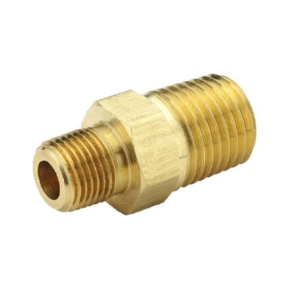 Parker Hex Nipple Brass Hex Nipple, 1/2 in Male NPT X 3/8 in Male NPT 216P-8-6