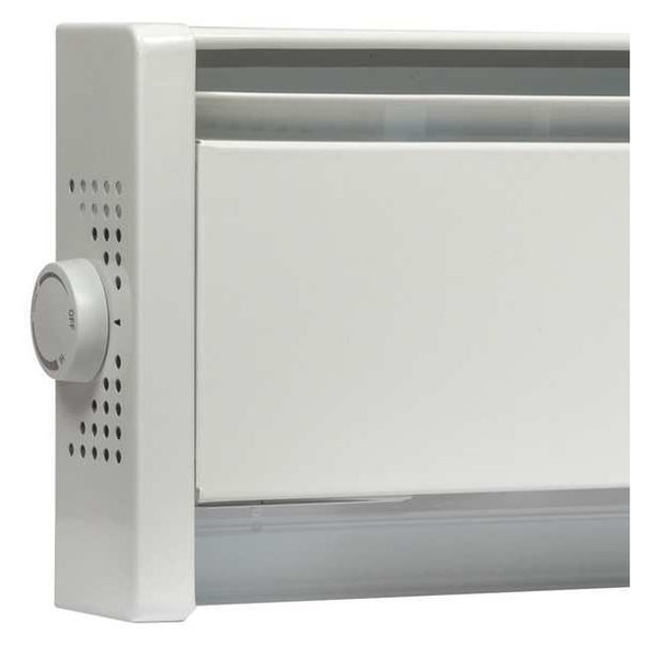 Electric Baseboard Heater Thermostat, 2 Poles, White, Powder Coated White Paint, 120/208/240V