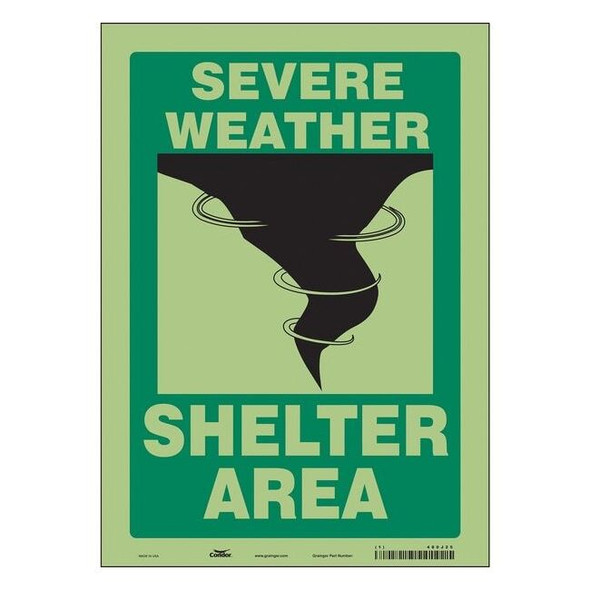 Safety Sign, 14 in Height, 10 in Width, Glow Vinyl, Vertical Rectangle, English