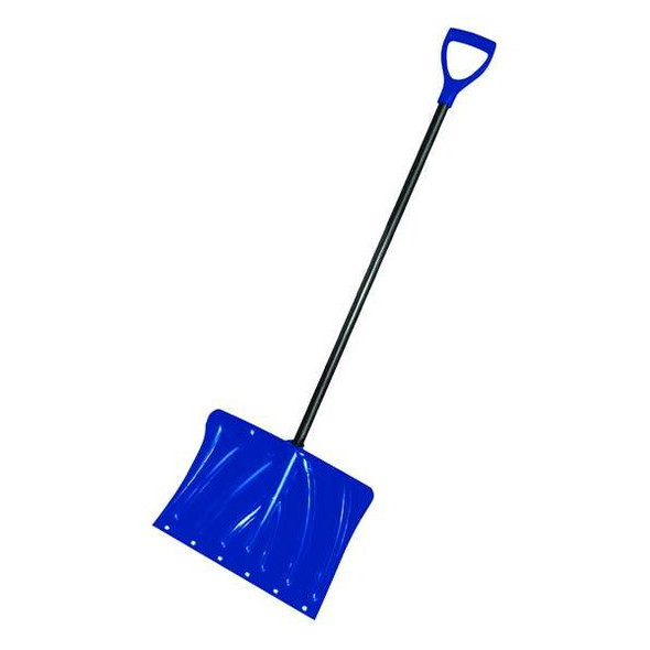 Snow Shovel, 18 in W x Plastic, Steel Blade, 37 in L Steel Handle
