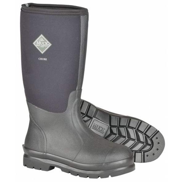 Men's Muck Chore Rubber Boot, Plain Toe, 16" Height, Black, 11  CHH-000A/11